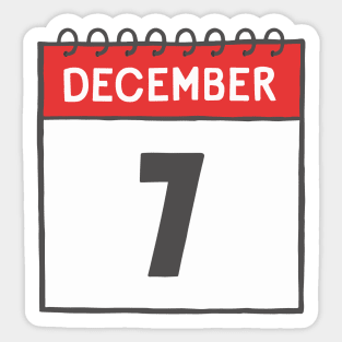 December 7th Daily Calendar Page Illustration Sticker